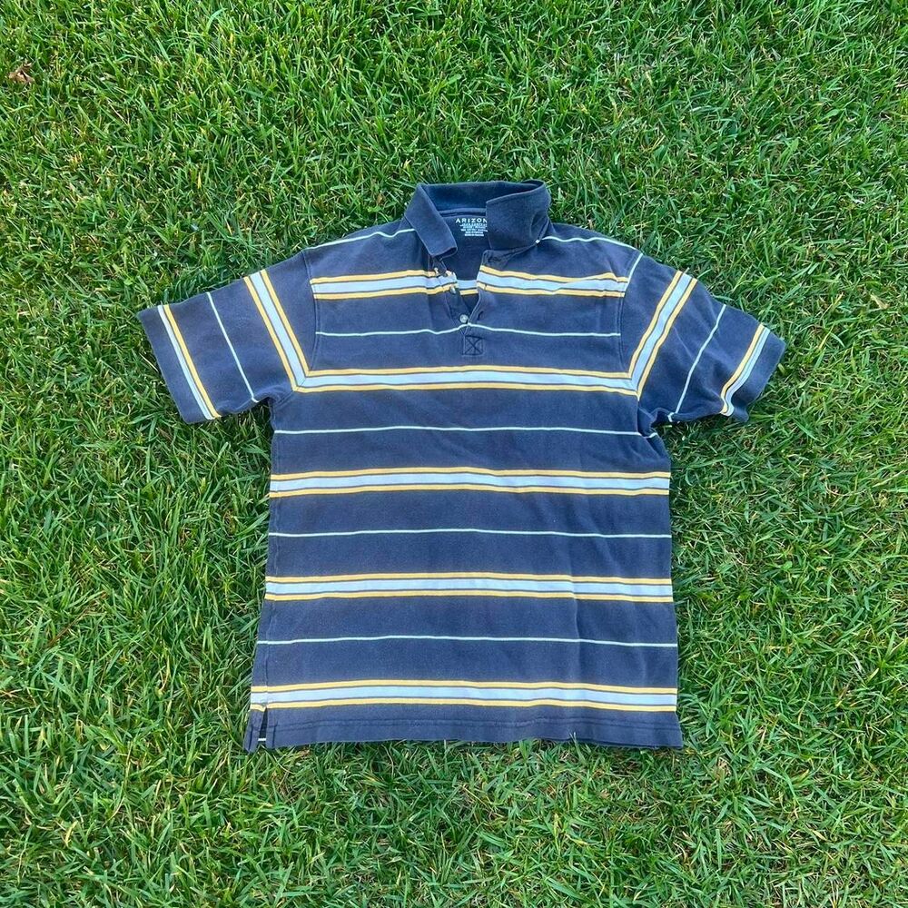 Arizona Jean Company y2k navy striped polo mens size M